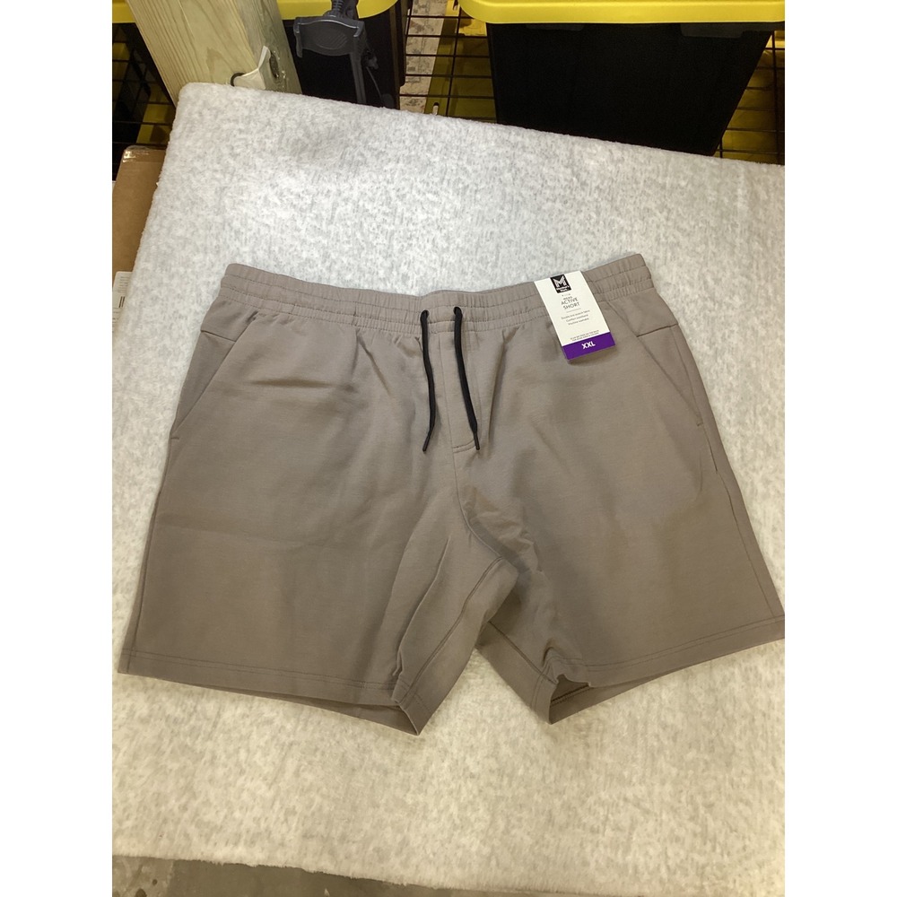 Members Mark Mens Active Short XXL Taupe Brown Double Knit Stretch Athletic NWT